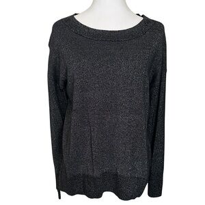 Gap Women’s Sweater Black Metallic Silver Shimmer Party Holiday Size M